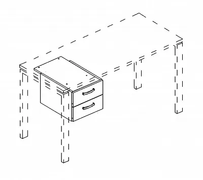 Тумба подвесная 2-ящичная (для стола 60) Юнитекс А4 218