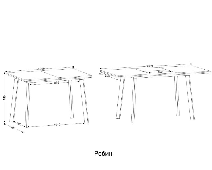 Стол кухонный раскладной Робин прямые опоры винтерберг