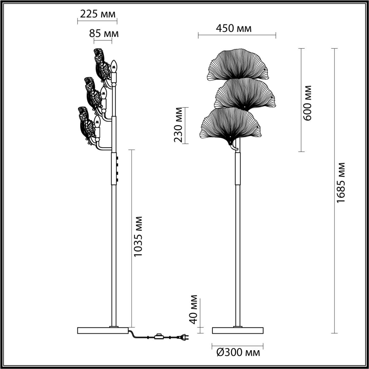 Торшер ODEON LIGHT EXCLUSIVE VENTAGLIO 4870/3F