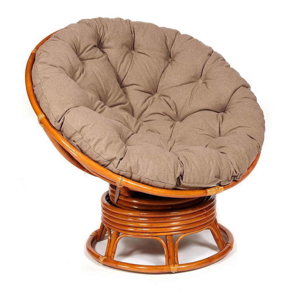 Кресло-качалка PAPASAN 23/01 W с подушкой коньяк экошерсть коричневый