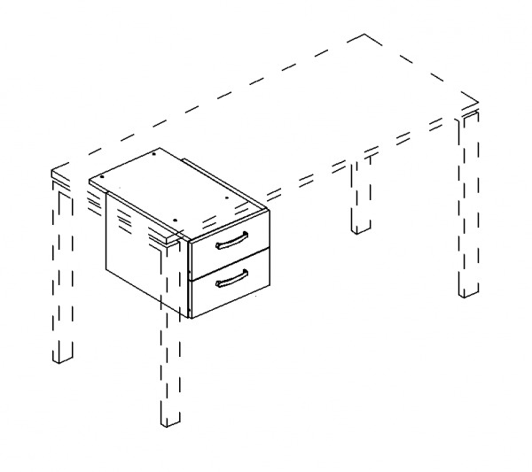 Тумба подвесная 2-ящичная (для стола 60) Юнитекс А4 218