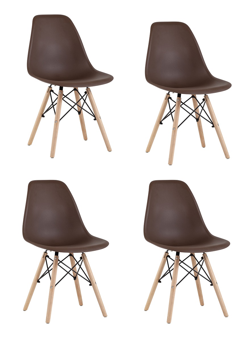 Комплект стульев Eames DSW коричневый x4 шт