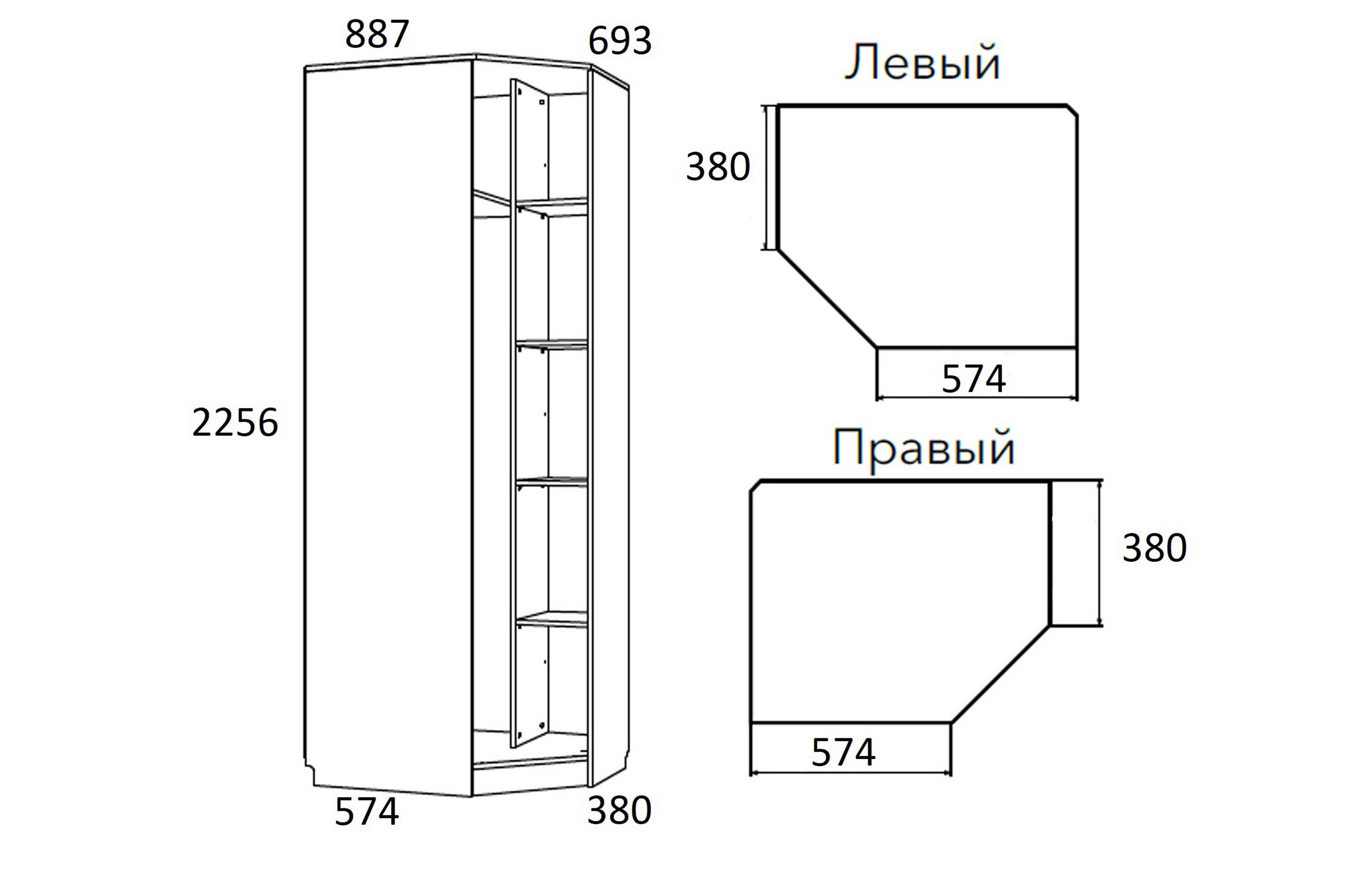 Шкаф угловой Оливия Silva левый НМ 014.11 Х