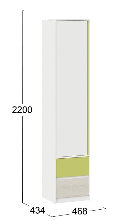 Шкаф для белья комбинированный с накладкой Сканди дуб гарден белый зеленый СМ-386.07.21-20