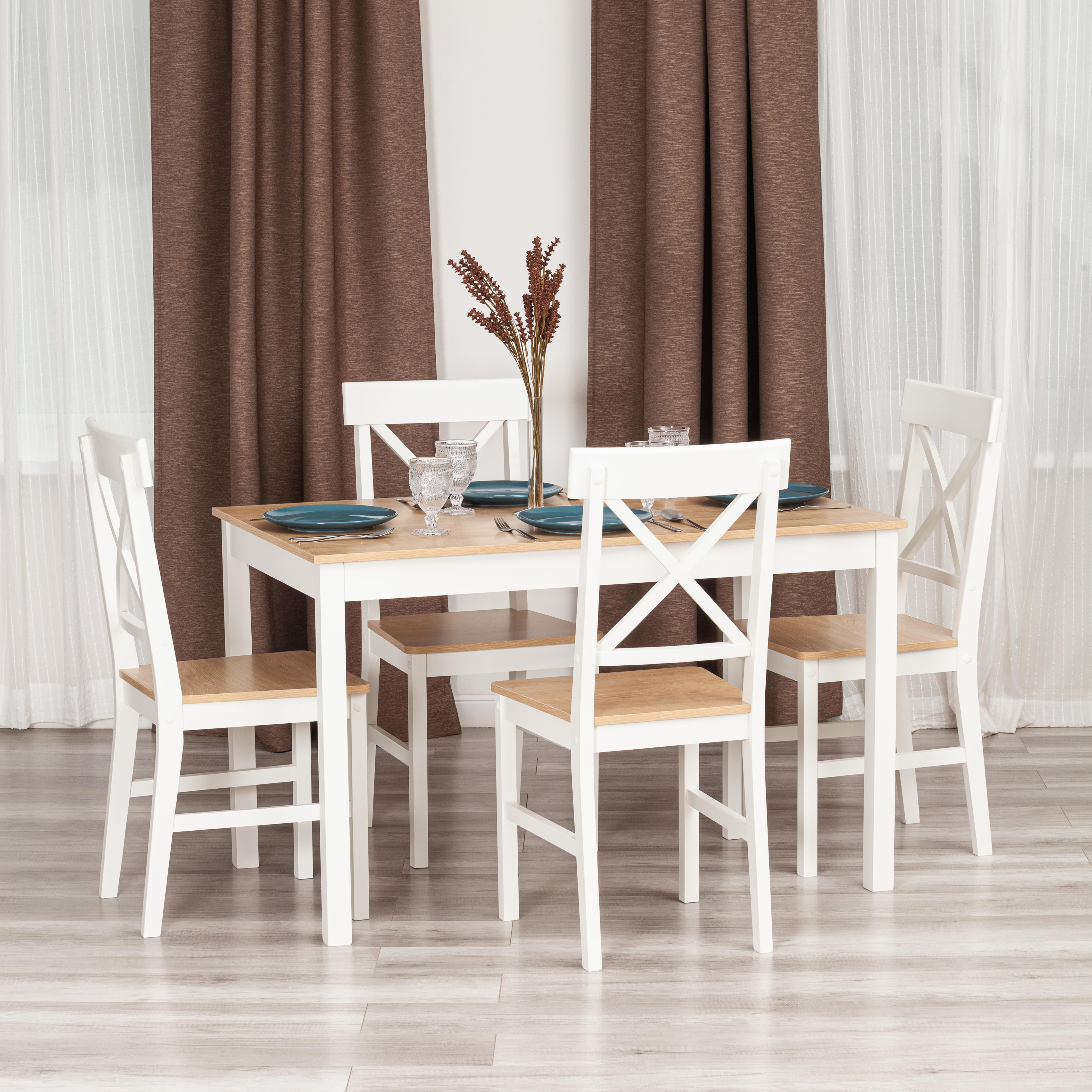 Стол и стулья (комплект) Хадсон Hudson Dining Set (mod.0103) White (Белый) / Натуральный