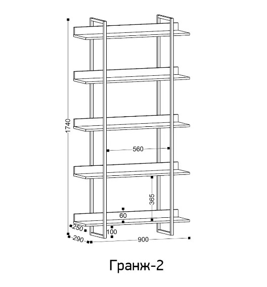 Стеллаж этажерка Гранж 3 Дуб Крафт золотой