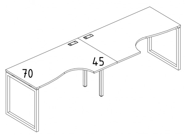 Рабочая станция 240x90x75 Классика на металлокаркасе Юнитекс QUATTRO А4 4 041-2