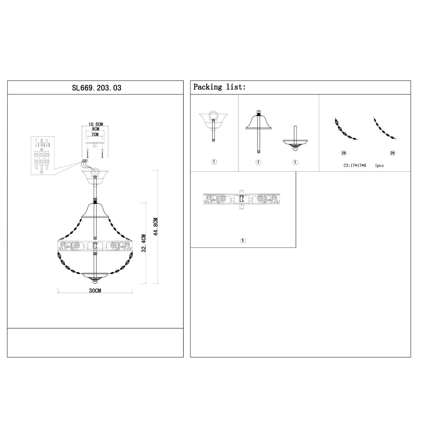 Подвесная люстра ST LUCE ANTICATO SL669.203.03