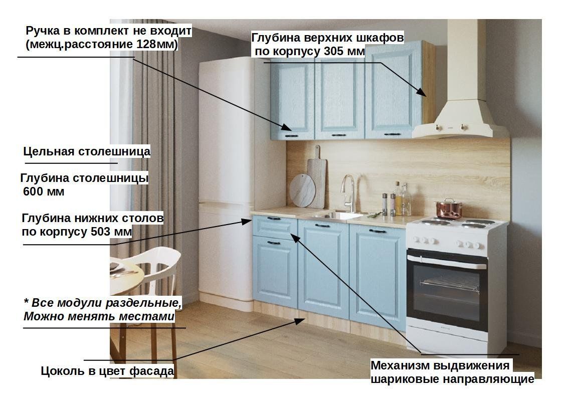 Кухонный гарнитур Роял Вуд голубой Вегас 9