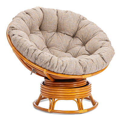 Кресло-качалка Папасан/Papasan (W 23/01 B) с подушкой Cognac (коньяк) / Меланж