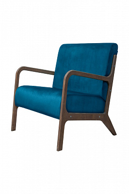 Низкое кресло с деревянными подлокотниками Mody Marine Синий