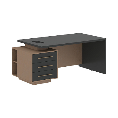 Стол руководителя с розеткой и usb-портом левый Skyland ВЕЛИОН (VELION) VCT 1890 (L) 1800х900х750 Кобра / Яшма черный