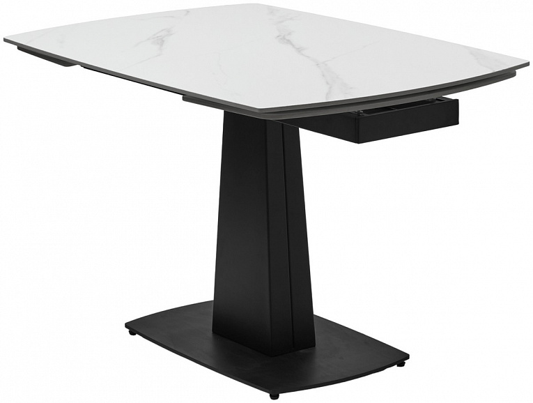 Стол BALDE / БАЛДЕ 140 MATT БЕЛЫЙ MARBLE SOLID CERAMIC / ЧЕРНЫЙ