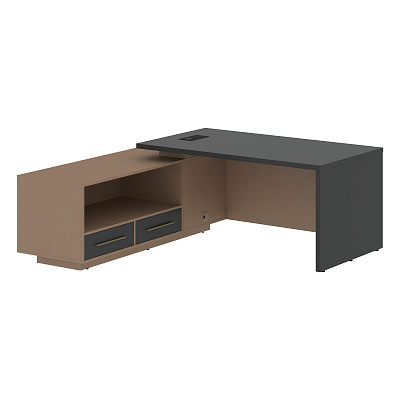 Стол руководителя с розеткой и usb-портом левый Skyland ВЕЛИОН (VELION) VCT 1919 (L) 1900х1900х750 Кобра / Яшма черный